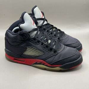 Nike Air Jordan 5 Satin Bred Black Red Size 6Y  / Women's 7.5 Sneakers